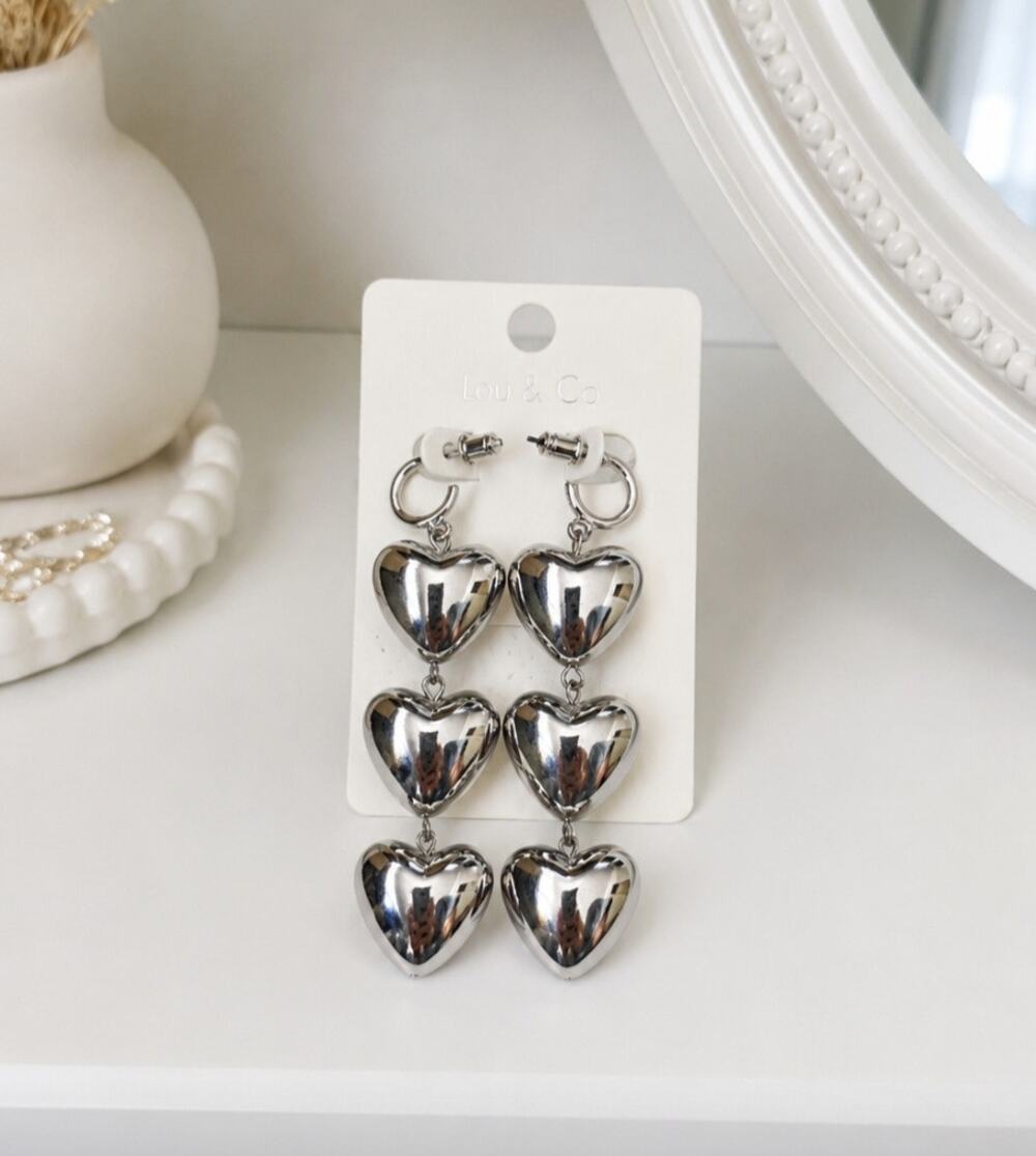Lou & Co Silver Heart Dangle New